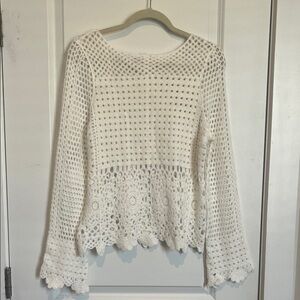 Pink Lily White Crochet Blouse